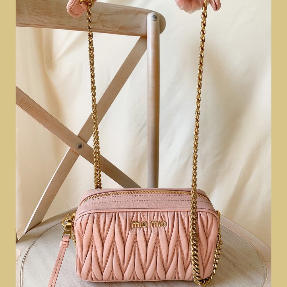 Miu Miu Orchidea Matelasse Leather Crossbody Camera Bag - Picture 4 of 12